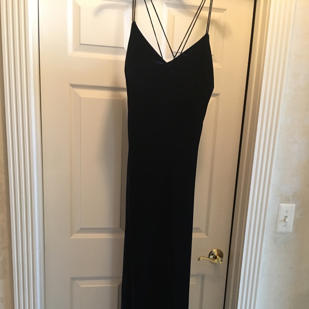 Ralph Lauren Navy Blue Velvet Evening Gown